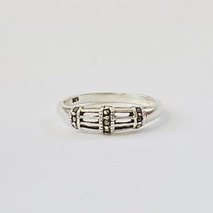 Sterling Silver Marcasite Openwork Ring Band 925 Sz 9
